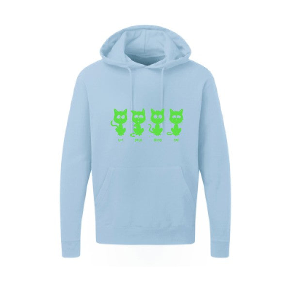 un deux trois cat Vert fluo |Sweat capuche imprimé homme