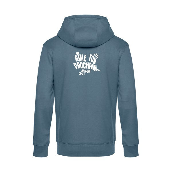 Aime-ton-prochain sweat shirt original nordic blue flex Blanc impression Dos