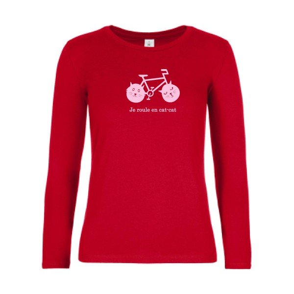 t-shirt lsl femme cat-cat-bike Red flex Rose