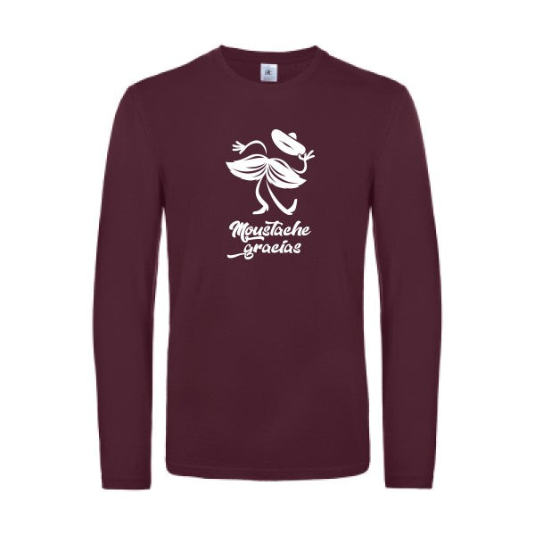 presqu spagnol - t shirt- manches- longues- original- humour- Burgundy impression Face