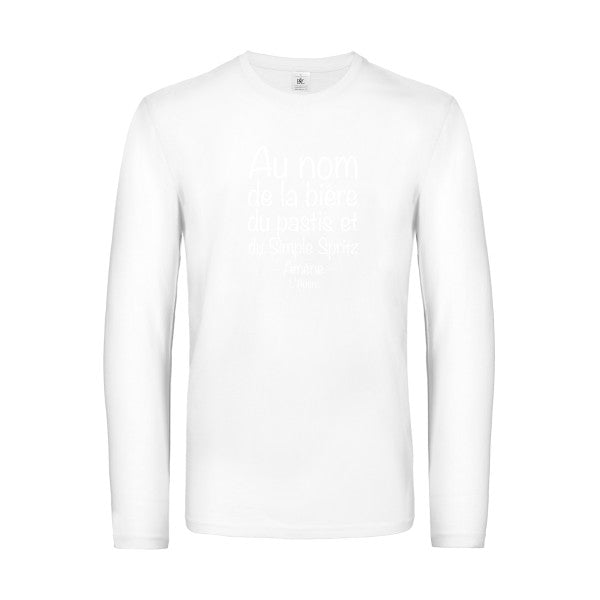 priere de l apero - t shirt- manches- longues- original- humour- White impression Face