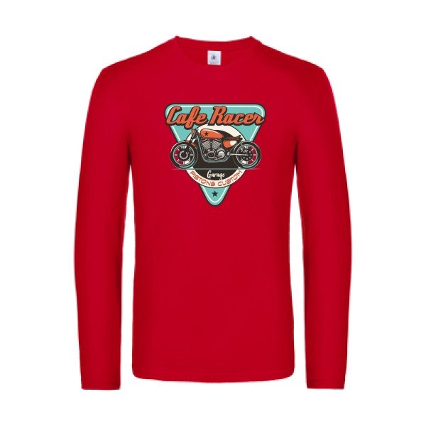 cafe-racer-t-shirt-manches-longues-original-humour -Red