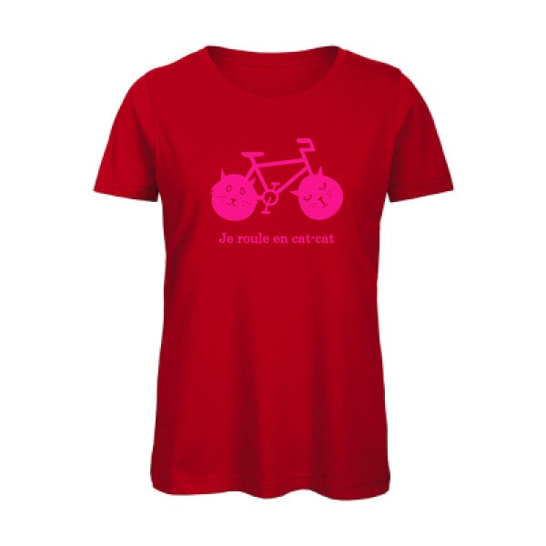 T shirt humour bio femme   femme bio|cat-cat bike Rose Fluo 