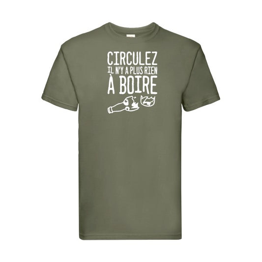 T-shirt|Circulez il n'y a plus rien à boire |Blanc |Fruit of the loom 205  G