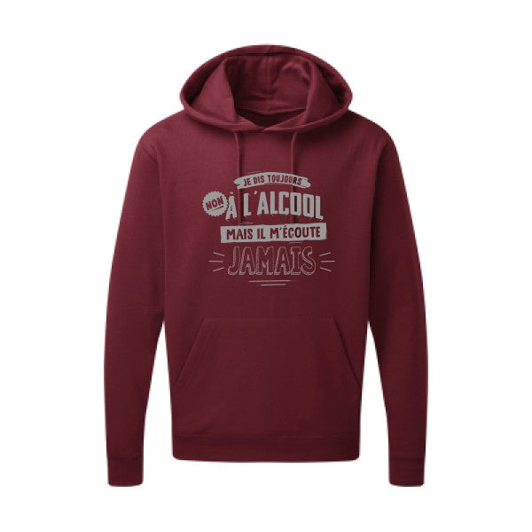 Non à l'alcool  |Sweat  capuche humoristique Gris 