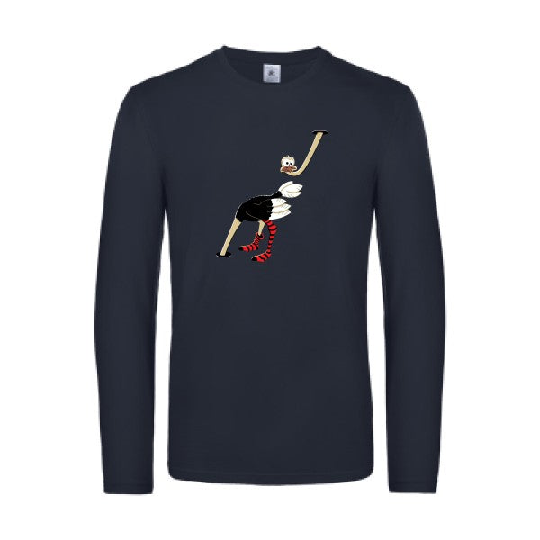 autruche-t-shirt-manches-longues-original-humour -Navy