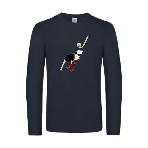 autruche-t-shirt-manches-longues-original-humour -Navy