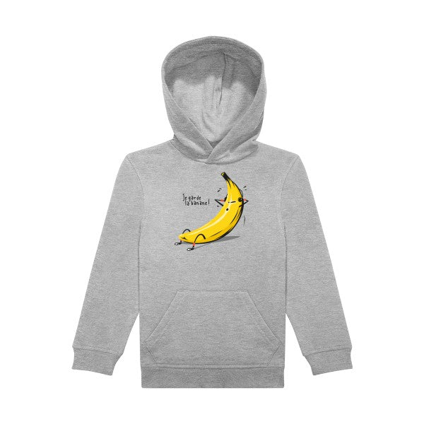 sweat capuche enfant Sports Grey Je-garde-la-banane-!