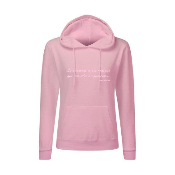 Le chocolat a ses raisons Rose |Sweat original à capuche Femme