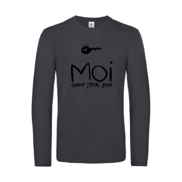 moi quand j etais jeune - t shirt- manches- longues- original- humour- Dark Grey impression Face