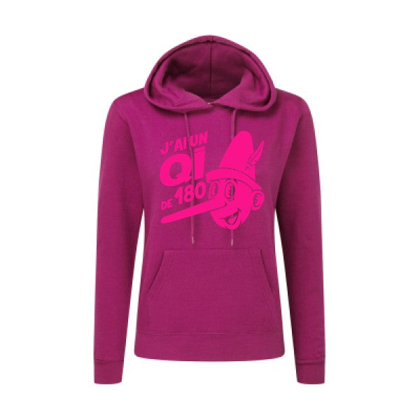 Quotient intellectuel Rose Fluo |Sweat original à capuche Femme