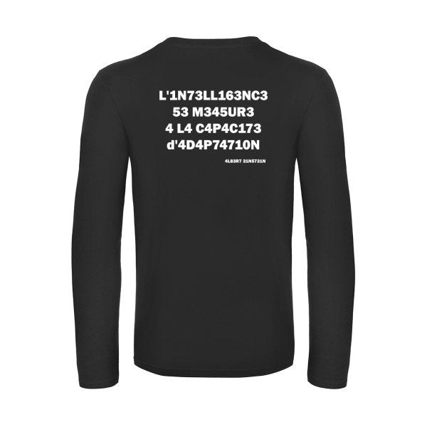l -intelligence - t shirt- manches- longues- original- humour- Black impression Dos