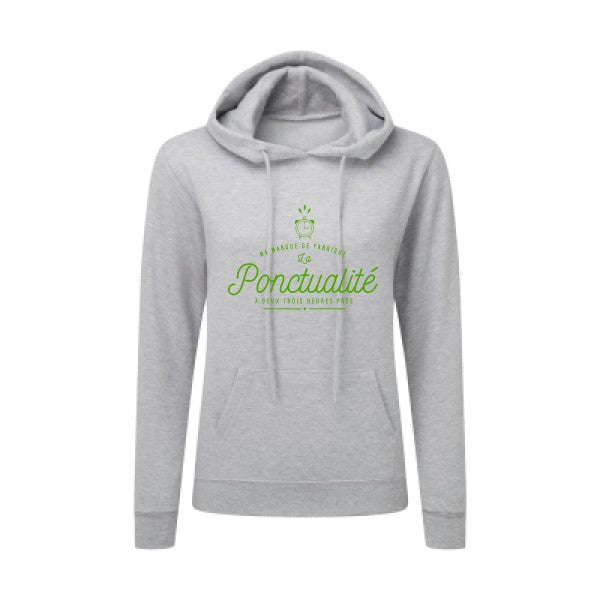 La Ponctualité Vert pomme |Sweat original à capuche Femme