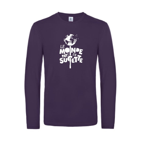 le monde part en sucette - t shirt- manches- longues- original- humour- Urban Purple impression Face