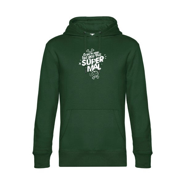 Ce-qui-ne-nous-tue-pas sweat shirt original Bottle Green flex Blanc impression Face