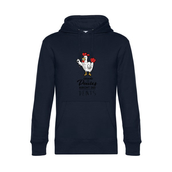 quand-les-poules-auront-des-dents- Sweat à capuche original Navy Blue - RueDuTeeshirt
