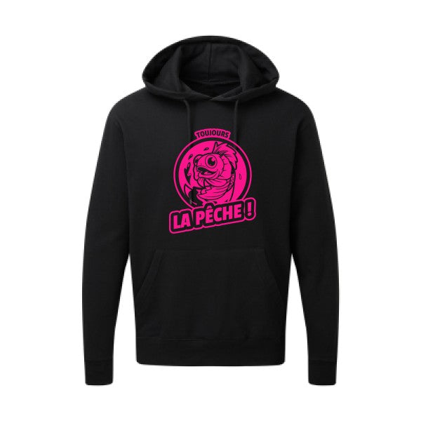 Toujours la pêche ! |Sweat  capuche humoristique Rose fluo 