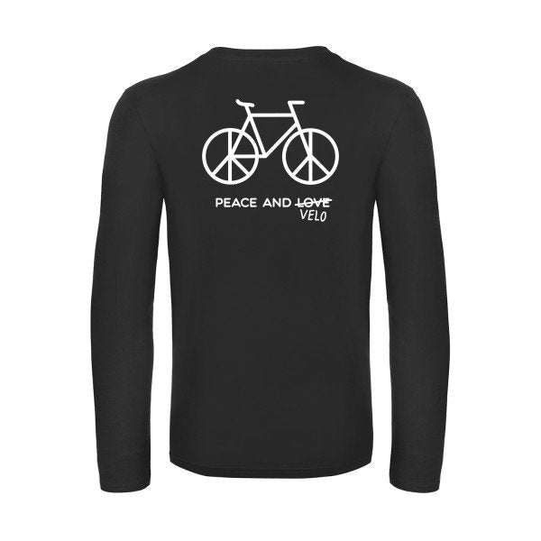 peace and velo - t shirt- manches- longues- original- humour- Black impression Dos