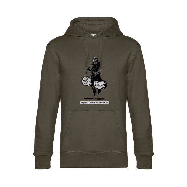 Partir-en-cacahuete- Sweat à capuche original Khaki - RueDuTeeshirt