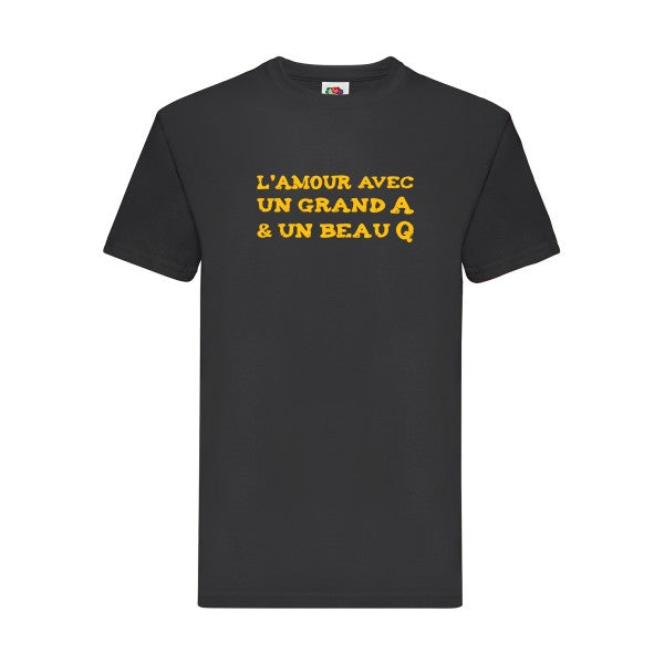 T-shirt|L'Amour avec un grand A et un beau Q ! |flex jaune Or| Fruit of the loom 205 g 