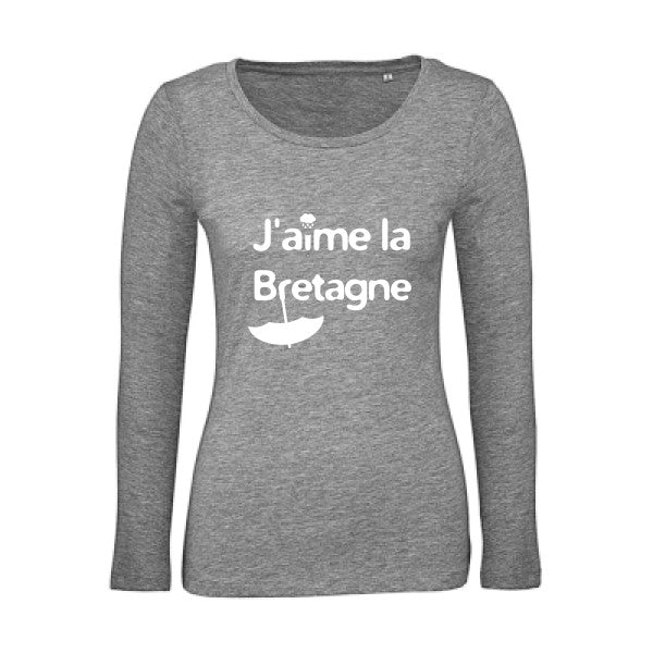 J'aime la Bretagne Blanc |   T shirt manches longues femme|100% bio