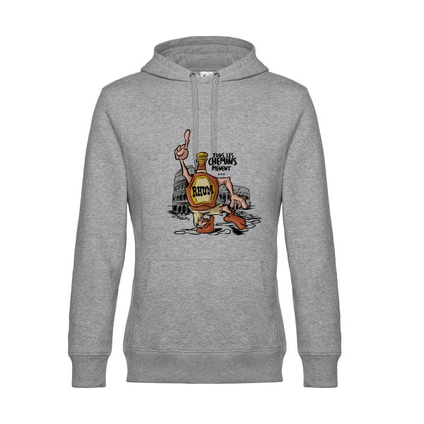 tous-les-chemins.- Sweat à capuche original Heather Grey - RueDuTeeshirt