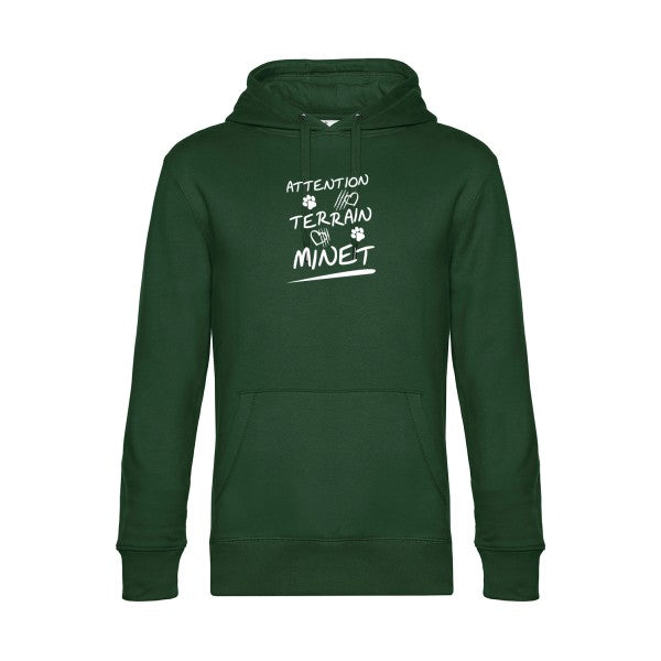 Attention-Terrain-Minet sweat shirt original Bottle Green flex Blanc impression Face