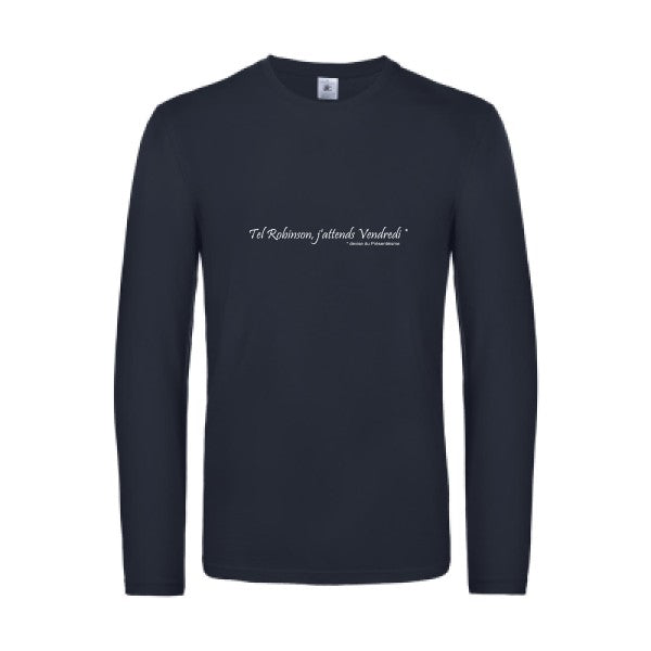 yes vendredi  - t shirt- manches- longues- original- humour- Navy impression Face