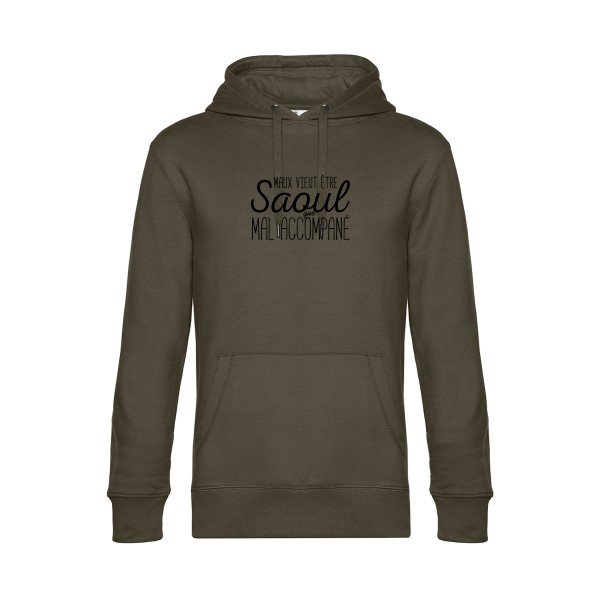 Maux-vieut-etre-Saoul sweat shirt original Khaki flex Noir impression Face