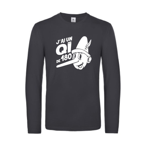 quotient intellectuel - t shirt- manches- longues- original- humour- Dark Grey impression Face