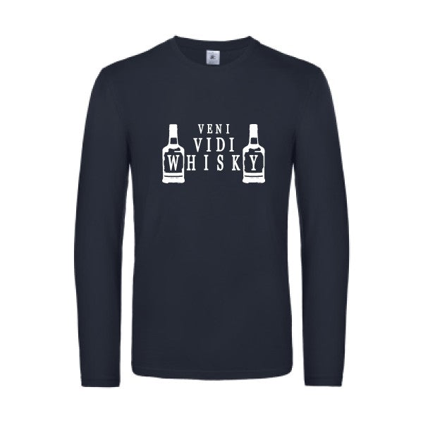 veni vidi whisky - t shirt- manches- longues- original- humour- Navy impression Face