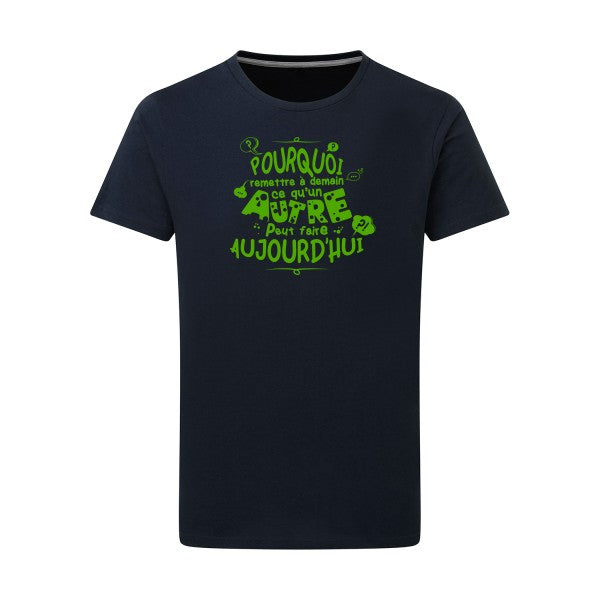 L'art de déléguer vert pomme -Flex vert pomme sur T-shirt SG  Navy  5XL