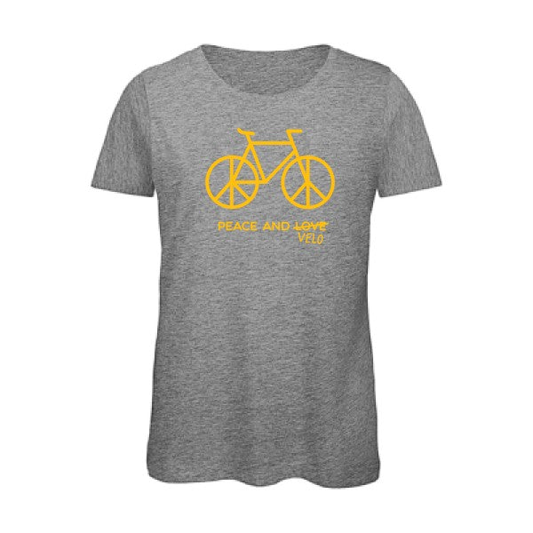 T shirt humour bio femme   femme bio|Peace and vÃ©lo jaune Or 