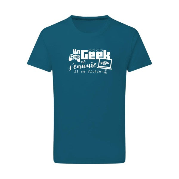 Un geek ne s'ennuie pas - Flex Blanc Tshirt original Petrol  2XL