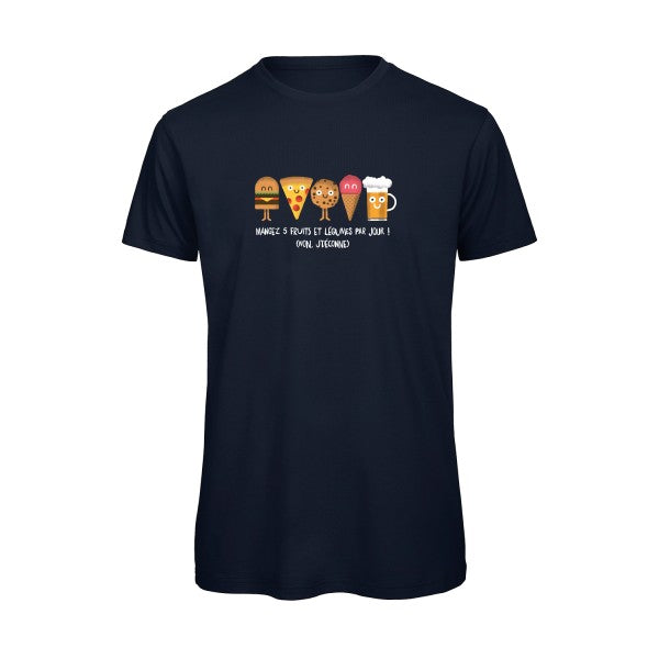 T-shirt humour original 5 Fruits Et Legumes T Shirt couleur Navy