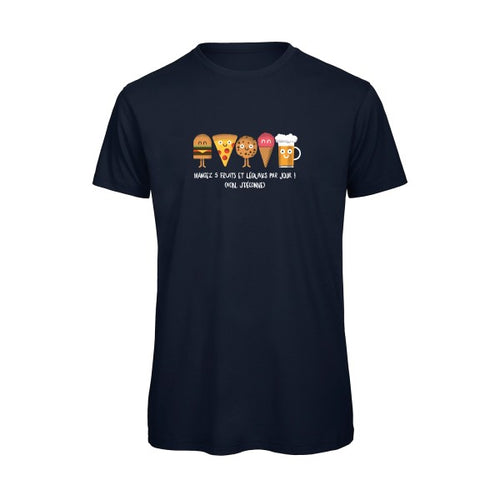 T-shirt humour original 5 Fruits Et Legumes T Shirt couleur Navy