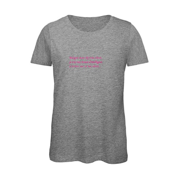 T shirt humour bio femme   femme bio|QI Rose Fluo 