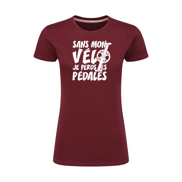 Sans mon vélo, je perds les pédales ! | Blanc |T shirt original femme|SG