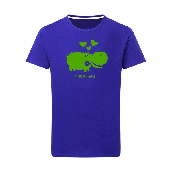 Hippopo t'aime vert pomme -Flex vert pomme sur T-shirt SG  Royal Blue  5XL