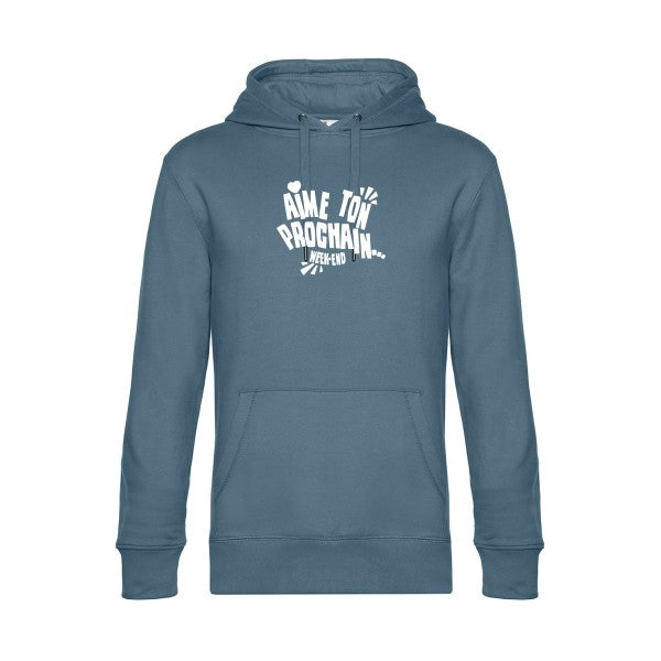 Aime-ton-prochain sweat shirt original nordic blue flex Blanc impression Face