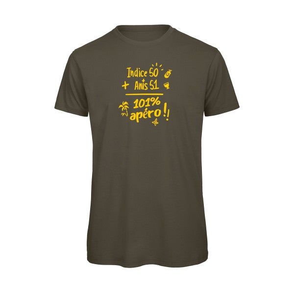 T-shirt humour original 101 Pourcent Apero T Shirt couleur Khaki Green