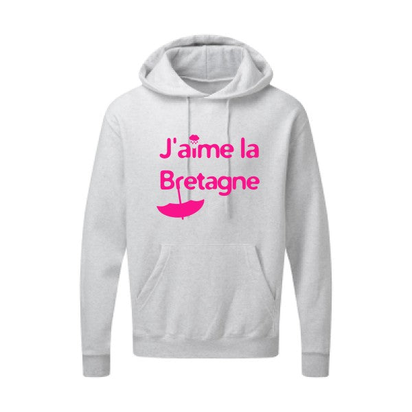 J'aime la Bretagne |Sweat  capuche humoristique Rose fluo 