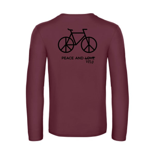 peace and velo - t shirt- manches- longues- original- humour- Burgundy impression Dos