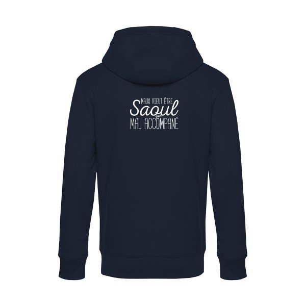 Maux-vieut-etre-Saoul sweat shirt original Navy Blue flex Blanc impression Dos