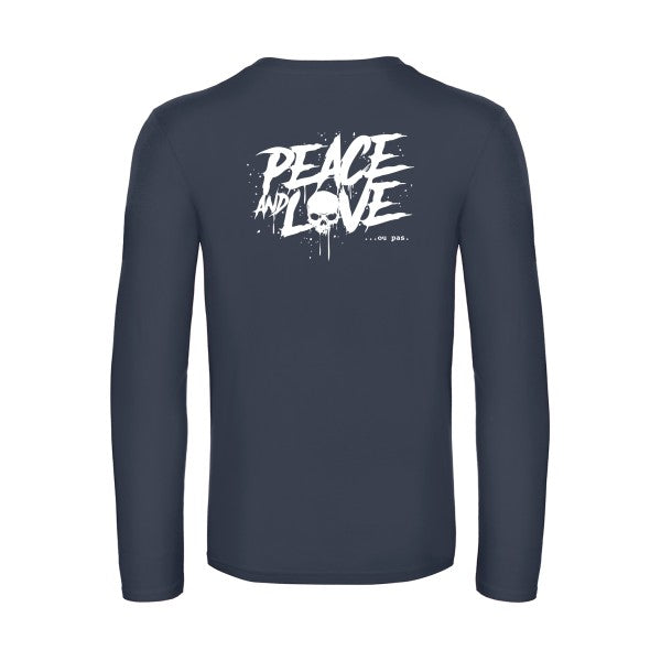 peace or no peace - t shirt- manches- longues- original- humour- Navy impression Dos
