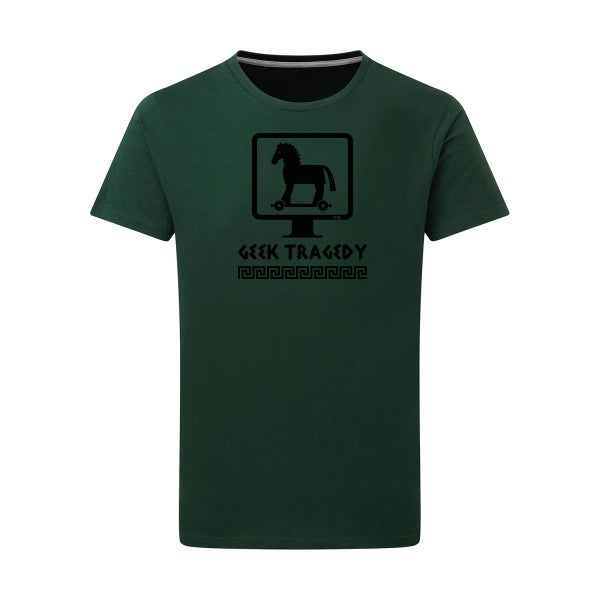 Geek Tragedy noir -Flex noir sur T-shirt SG  Bottle Green  2XL