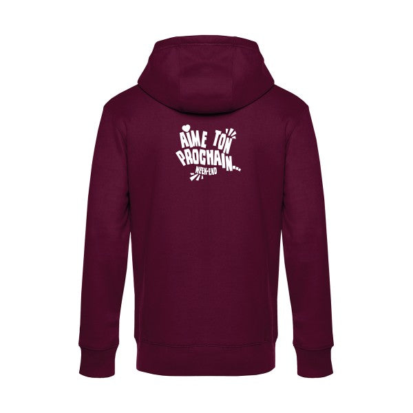 Aime-ton-prochain sweat shirt original Burgundy flex Blanc impression Dos