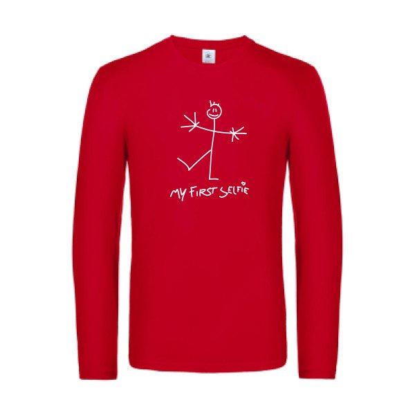 first selfie - t shirt- manches- longues- original- humour- Red impression Face