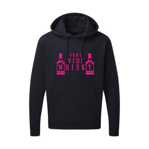 VENI VIDI WHISKY |Sweat  capuche humoristique Rose fluo 