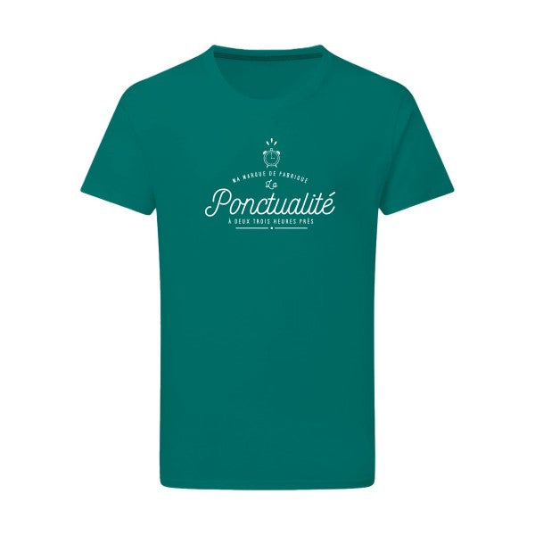 La Ponctualité Blanc -Flex Blanc sur T-shirt SG  Emerald Green  2XL